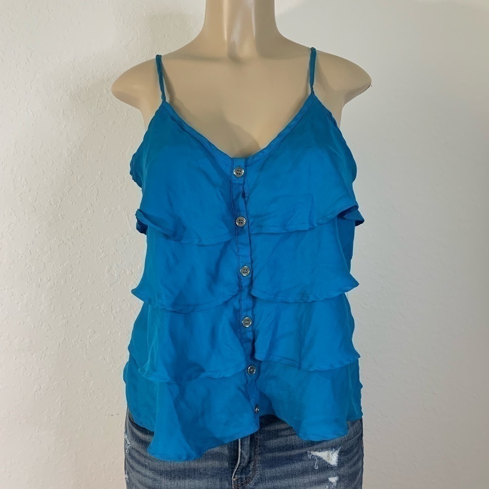 Body Central Blue Ruffle Top Size L